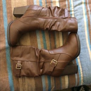 Brown mid calf boots